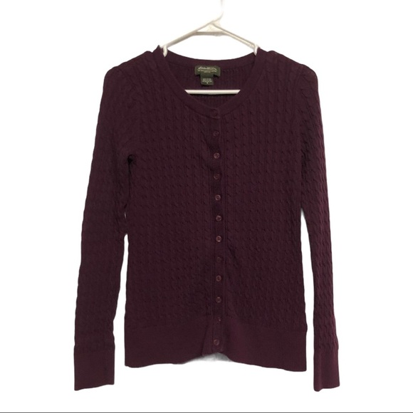 Eddie Bauer Cable Knit Purple Sweater Size‎ Medium - Picture 1 of 5